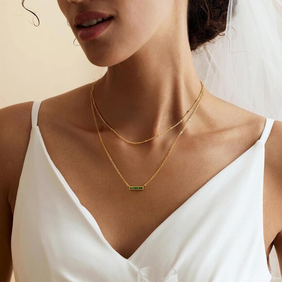 Personalized 14K Gold Plated Birthstone Necklaces - Meaningful Jewelry Set - Picture 2 of 7